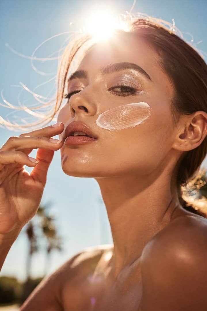 Sun care products in an outdoor setting